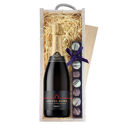 Chapel Down Brut NV & Truffles, Wooden Box